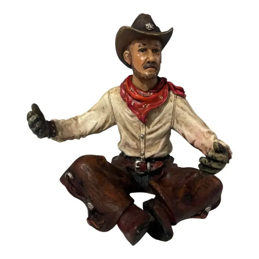 Rivers Edge Cowboy Holding Barrels Salt Pepper Shaker Set Western Rustic